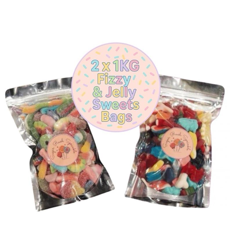 Fizzy & Jelly Sweets Mix 2 x 1kg Bags