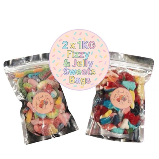 Fizzy & Jelly Sweets Mix 2 x 1kg Bags
